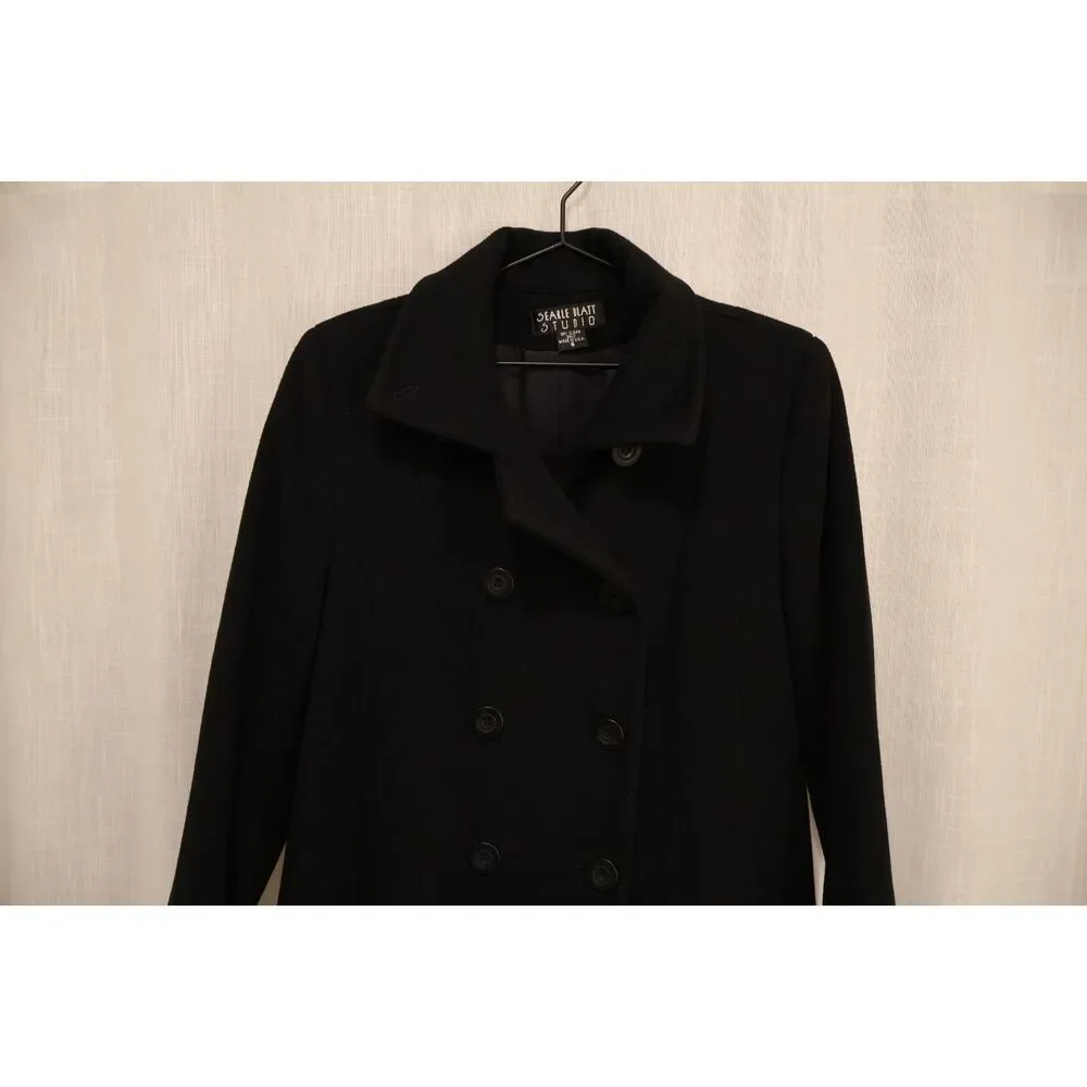 VINTAGE Cashmere Long Black Women's Coat SIZE 6 $500+ - Picture 9 of 13